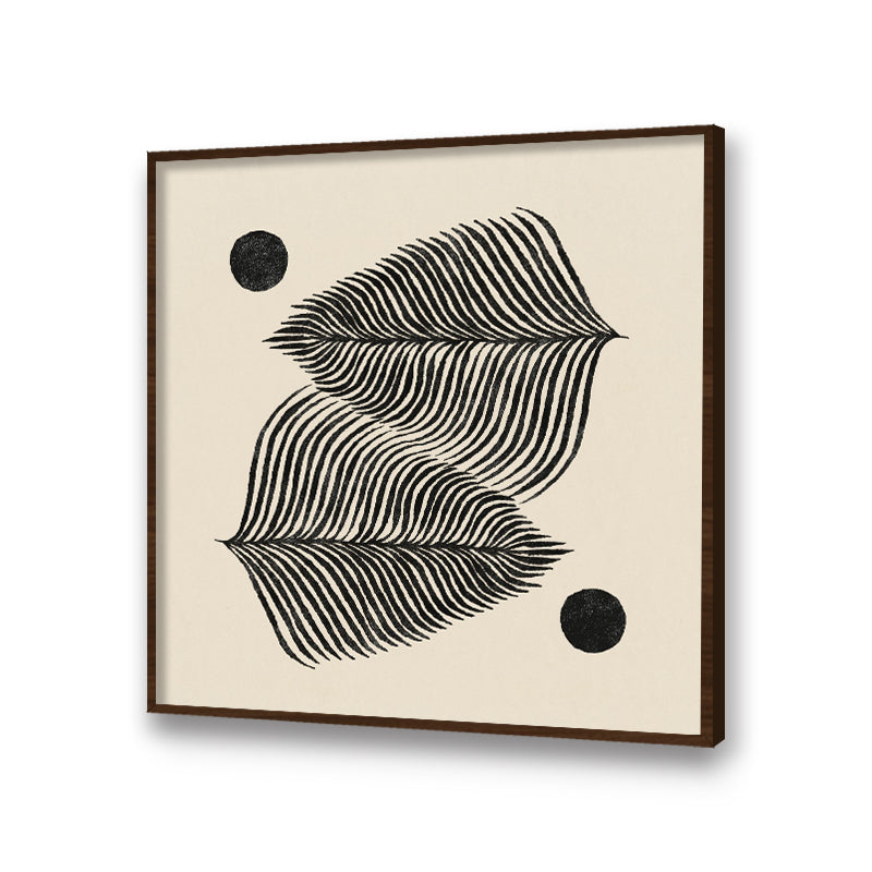 Leaf 2 Black and White Artwork Canvas Print