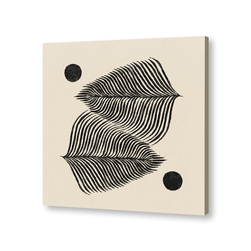 Leaf 2 Black and White Artwork Canvas Print
