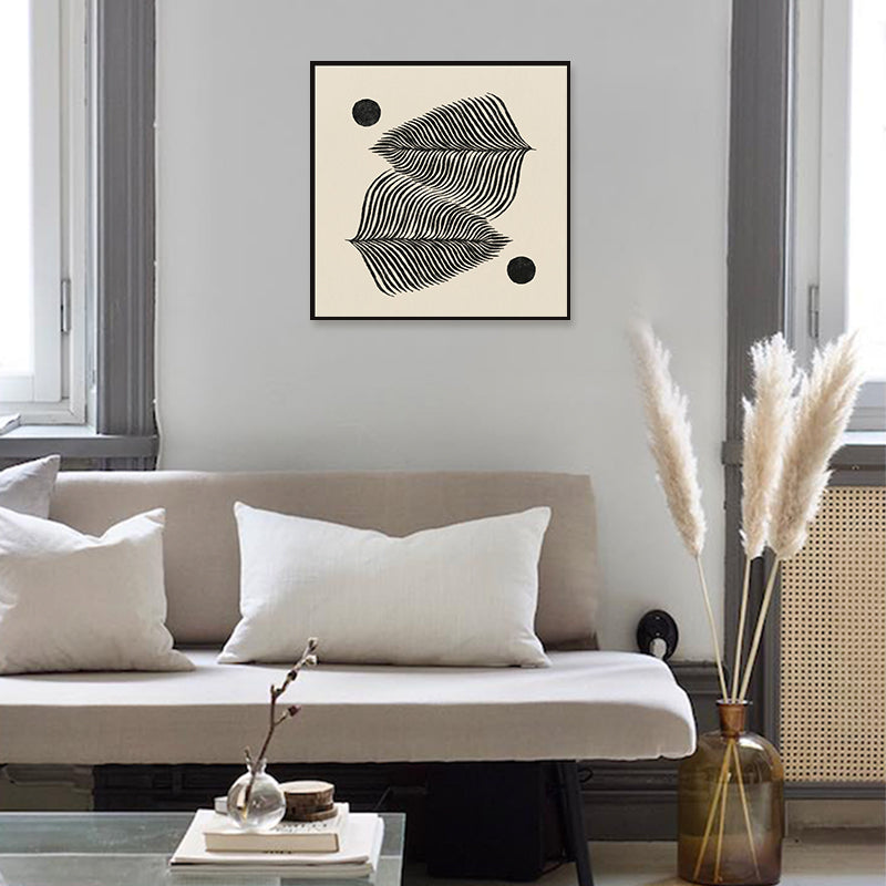 Leaf 2 Black and White Artwork Canvas Print