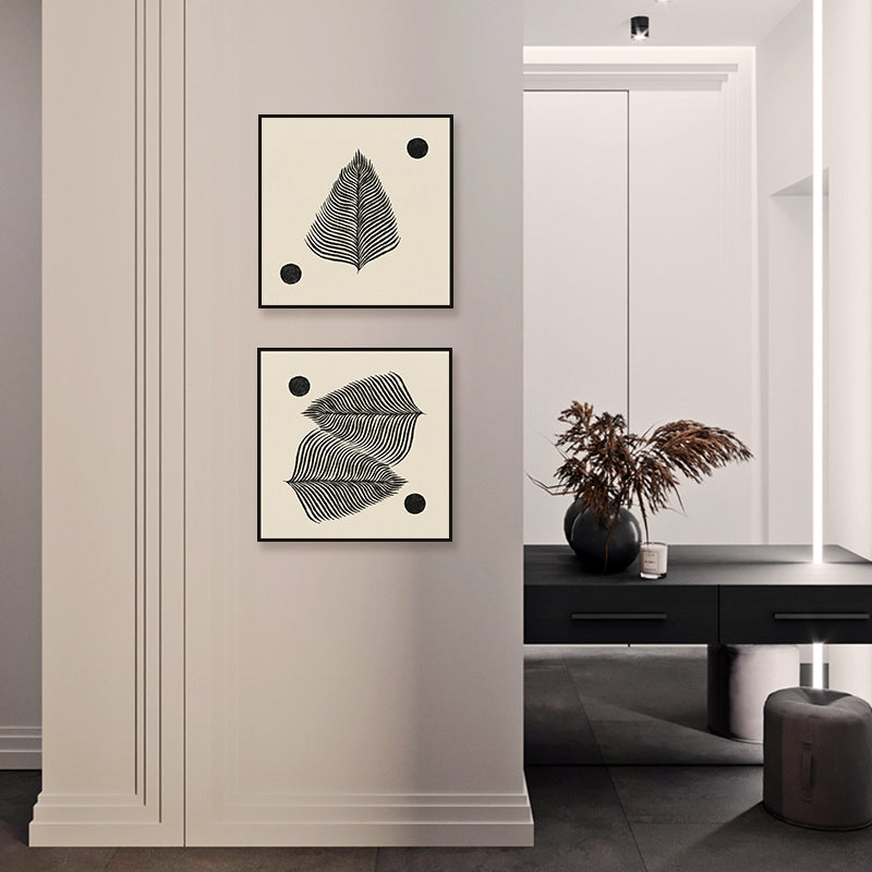 Leaf 2 Black and White Artwork Canvas Print