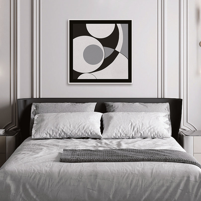 Space & Time 1 Black and White Artwork Canvas Print shown in a room