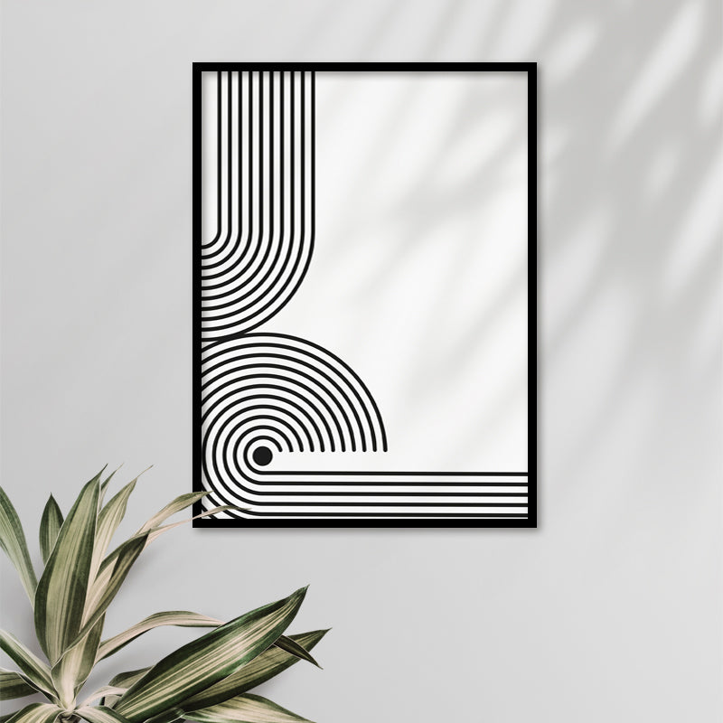 Swirl 3 Black and White Artwork Canvas Print shown in a room