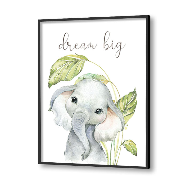 Baby Elephant Wall Art Canvas Print for Kids Room