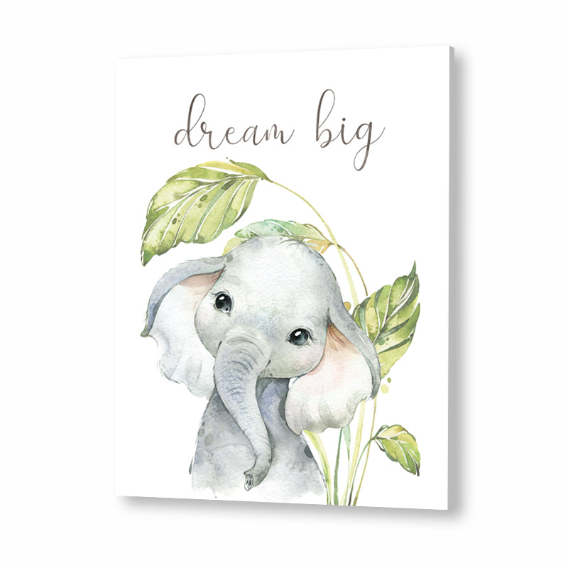 Baby Elephant Wall Art Canvas Print for Kids Room