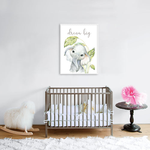 Baby Elephant Wall Art Canvas Print for Kids Room