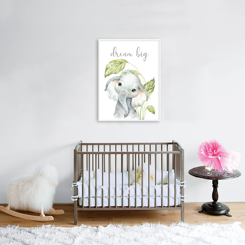 Baby Elephant Wall Art Canvas Print for Kids Room