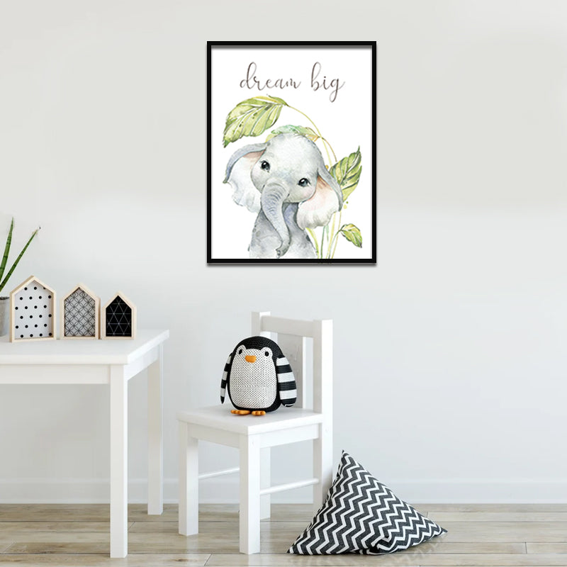 Baby Elephant Wall Art Canvas Print for Kids Room