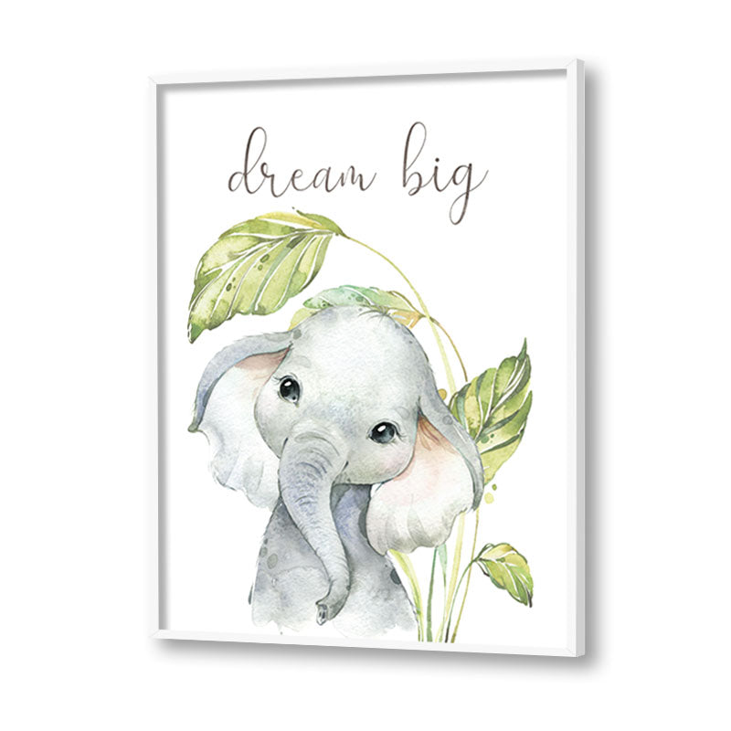 Baby Elephant Wall Art Canvas Print for Kids Room