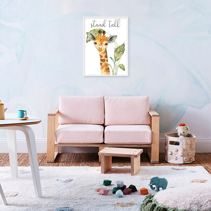 Baby Giraffe Wall Art Canvas Print for Kids Room