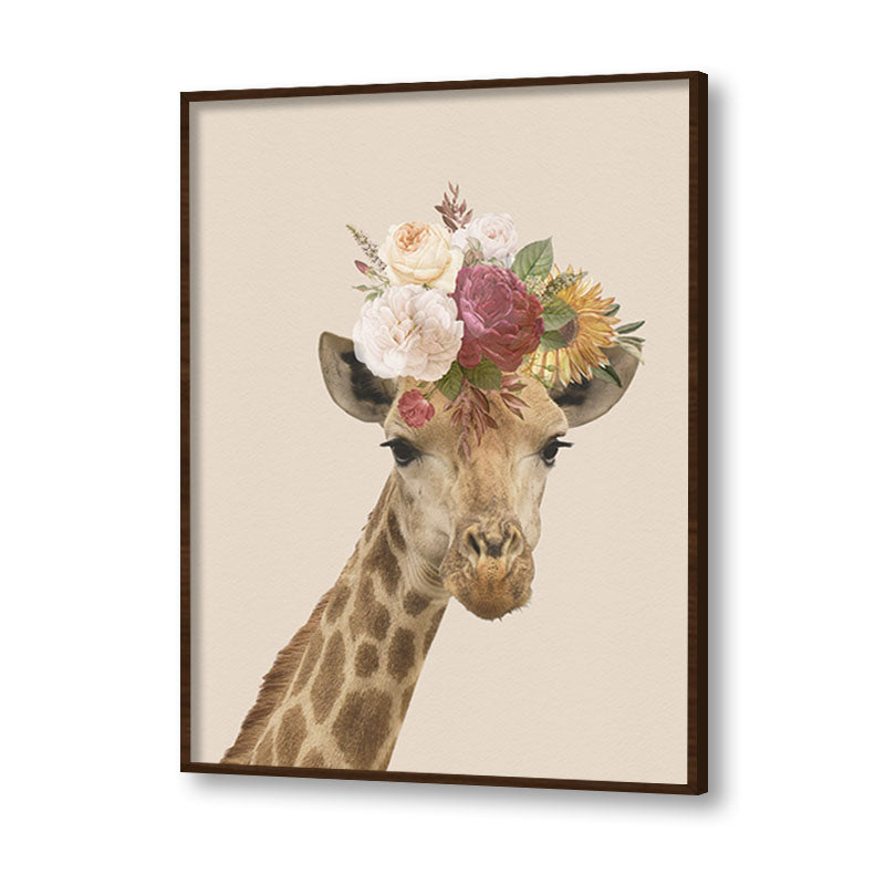 Giraffe Floral Head Wall Art Canvas Print for Kids Room