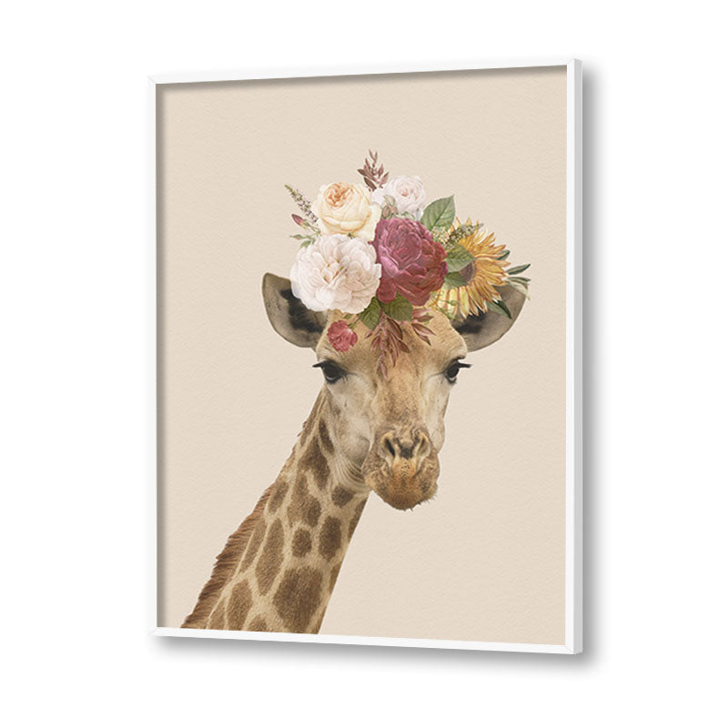 Giraffe Floral Head Wall Art Canvas Print for Kids Room