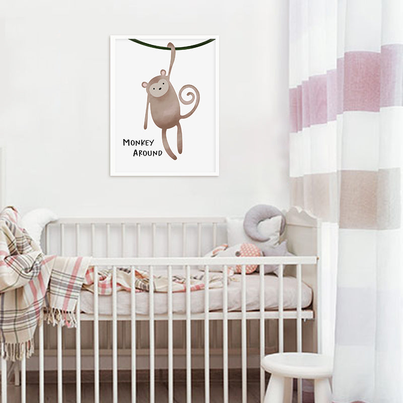 Watercolour Monkey Wall Art Canvas Print for Kids Room