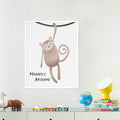 Watercolour Monkey Wall Art Canvas Print for Kids Room