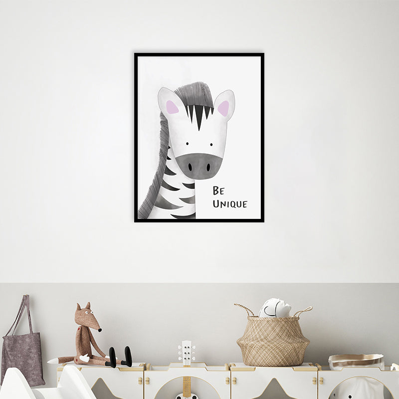 Watercolour Zebra Wall Art Canvas Print for Kids Room