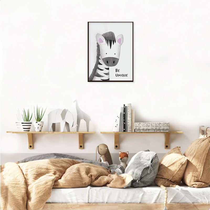 Watercolour Zebra Wall Art Canvas Print for Kids Room