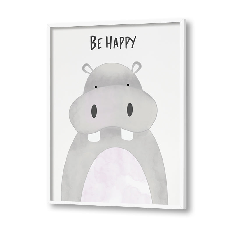 Watercolour Hippo Wall Art Canvas Print for Kids Room