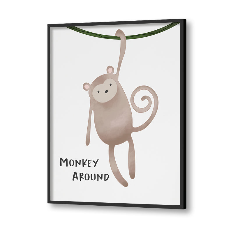Watercolour Monkey Wall Art Canvas Print for Kids Room