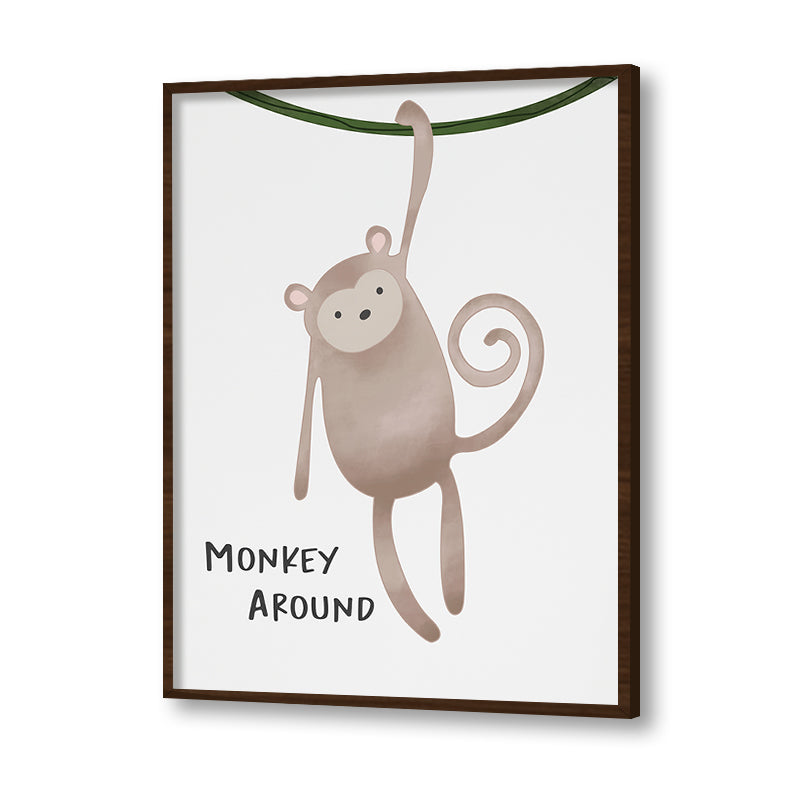 Watercolour Monkey Wall Art Canvas Print for Kids Room