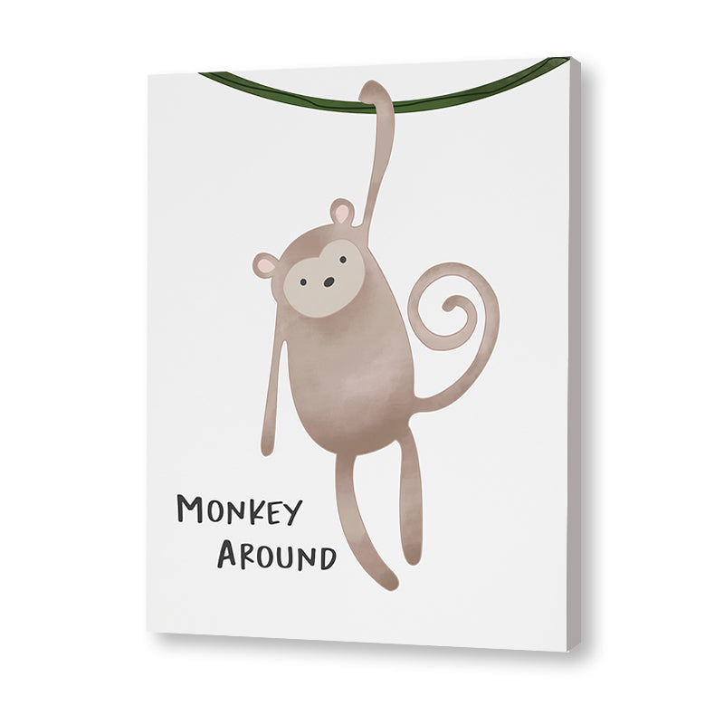 Watercolour Monkey Wall Art Canvas Print for Kids Room
