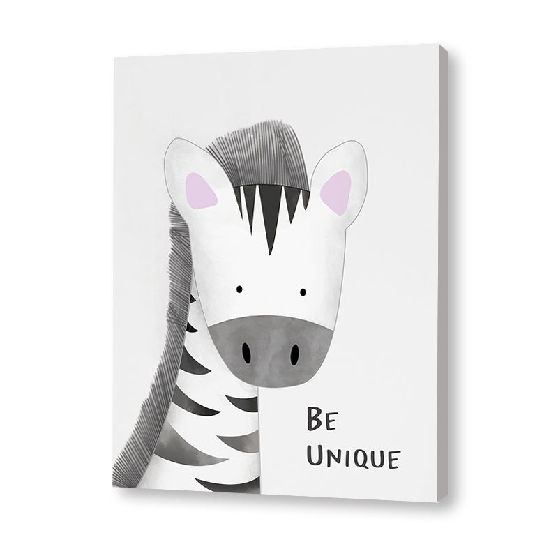 Watercolour Zebra Wall Art Canvas Print for Kids Room
