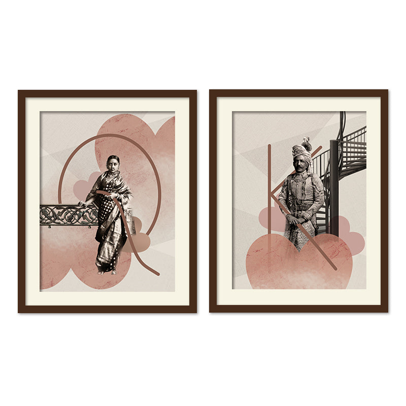 King and Queen of Heart Vintage Artwork Canvas Print for Wall