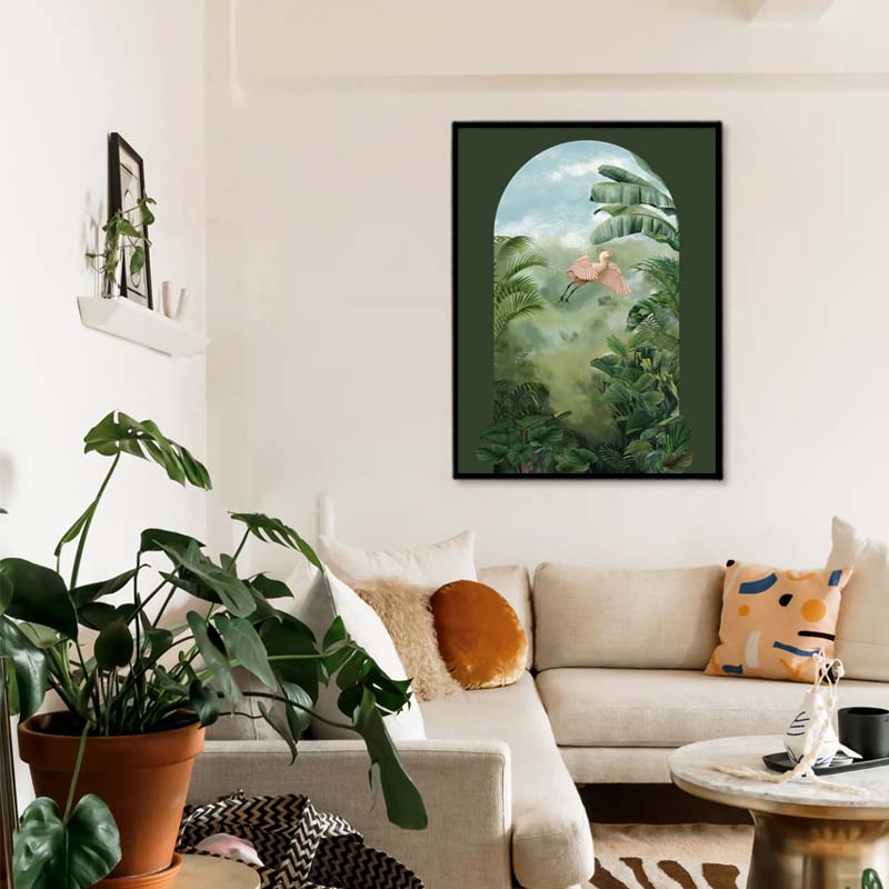 Tropical Jungle 1 Nature Artwork Canvas Wall Print shown in a room