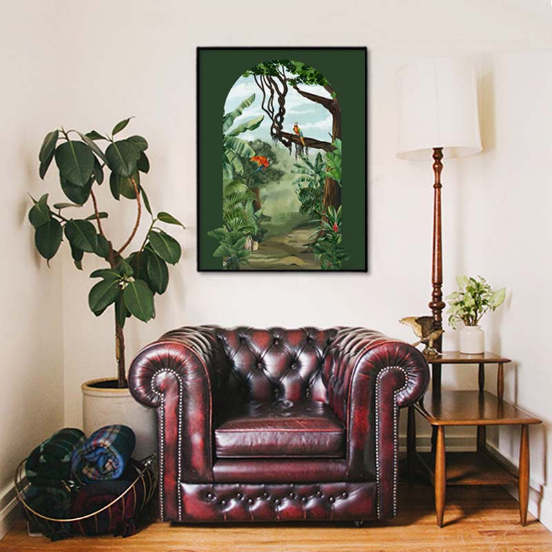 Tropical Jungle 4 Nature Art Canvas Wall Print shown in a room