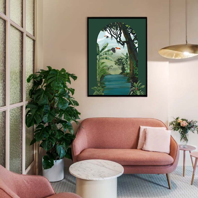 Tropical Jungle 6 Nature Artwork Canvas Print for Wall shown in a room