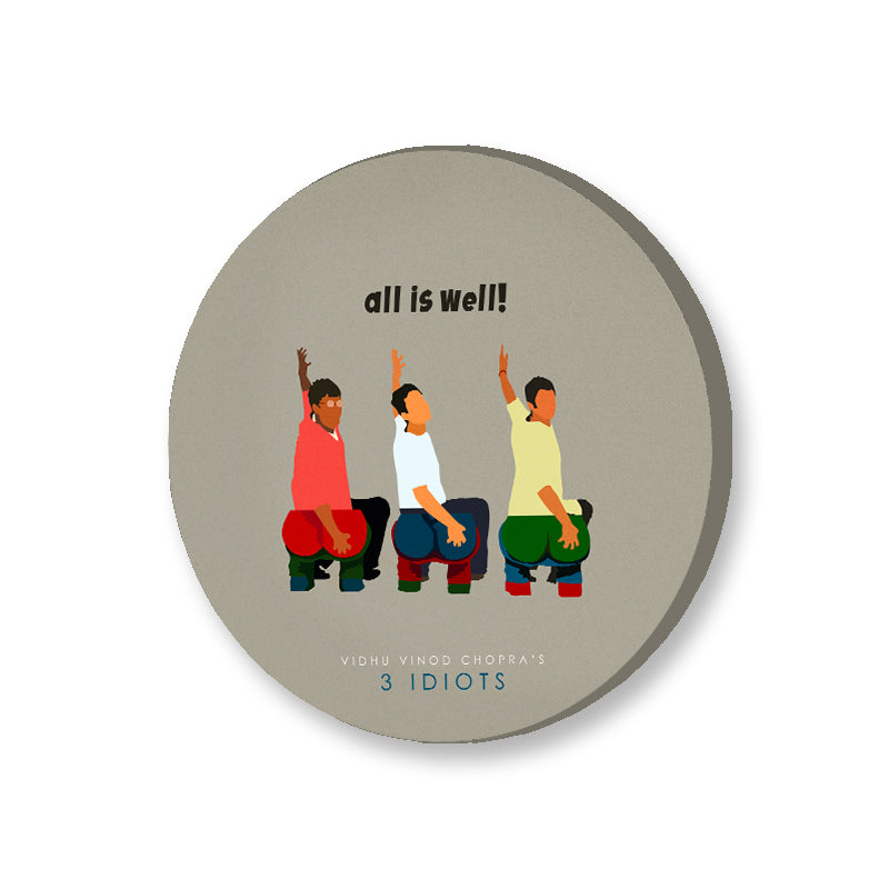 Three idiots (Round) Pop Artwork Canvas Print for Wall