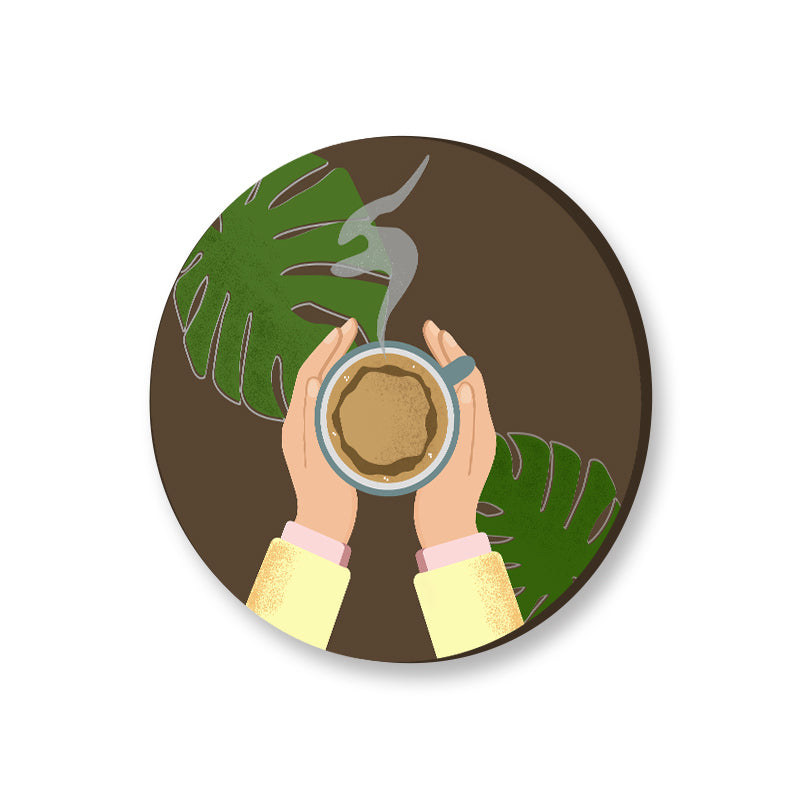 Coffee Love (Round) Pop Artwork Canvas Print for Wall