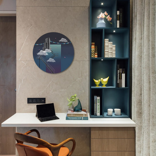 Floating Dreams 5 (Round) Pop Artwork | Canvas Painting for Wall | Wall Decor | Wall Painting for Home Decor, Cafe, Restaurant