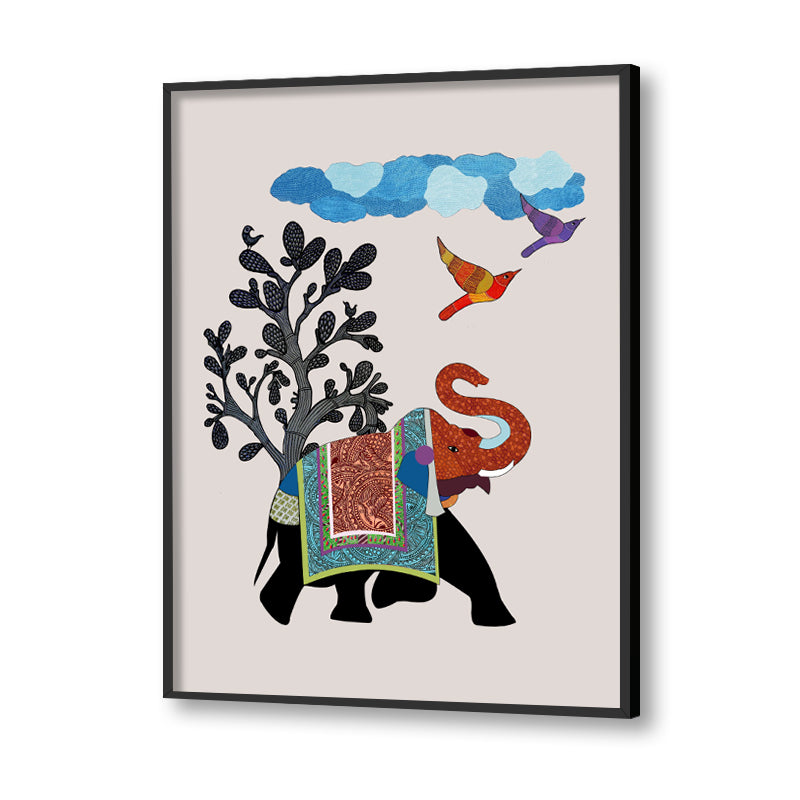 Contemporary Gond Art 1 Traditional Artwork Canvas Print for Wall