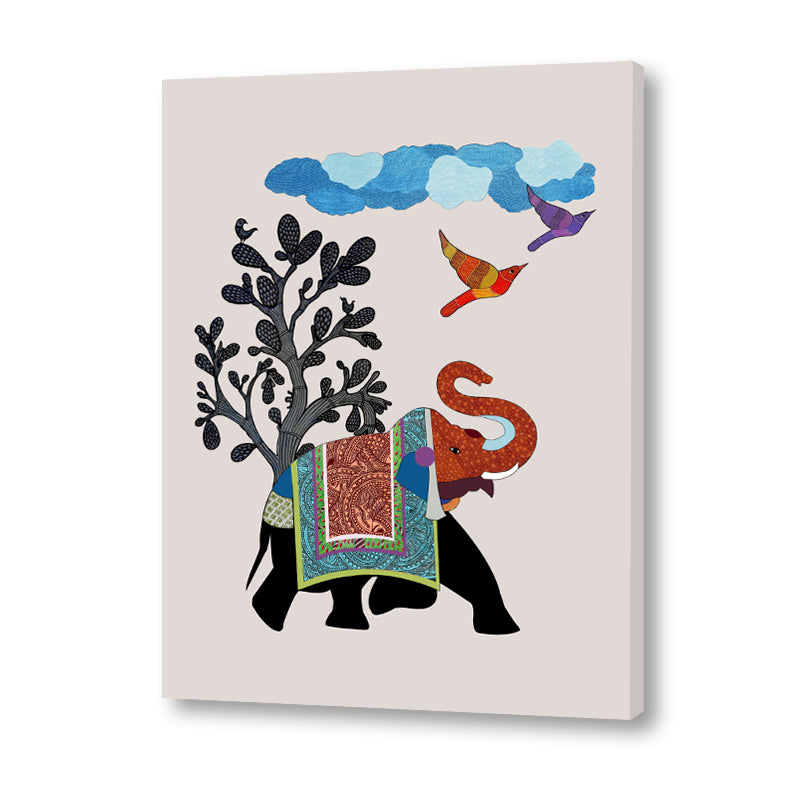 Contemporary Gond Art 1 Traditional Artwork Canvas Print for Wall