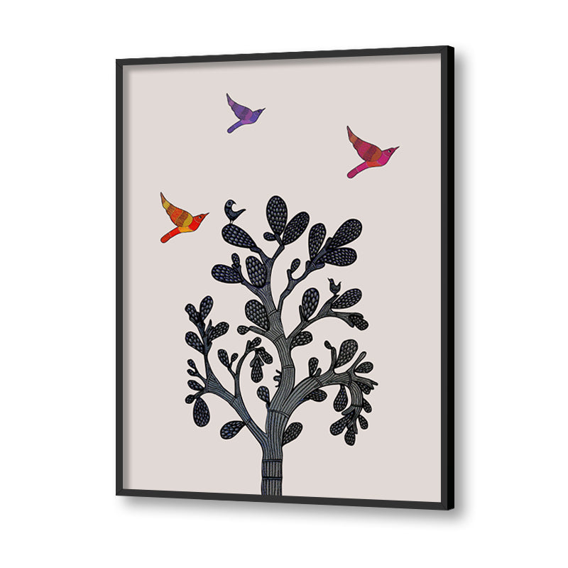 Contemporary Gond Art 2 Traditional Artwork Canvas Print for Wall