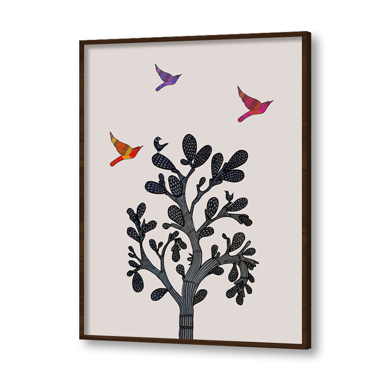 Contemporary Gond Art 2 Traditional Artwork Canvas Print for Wall