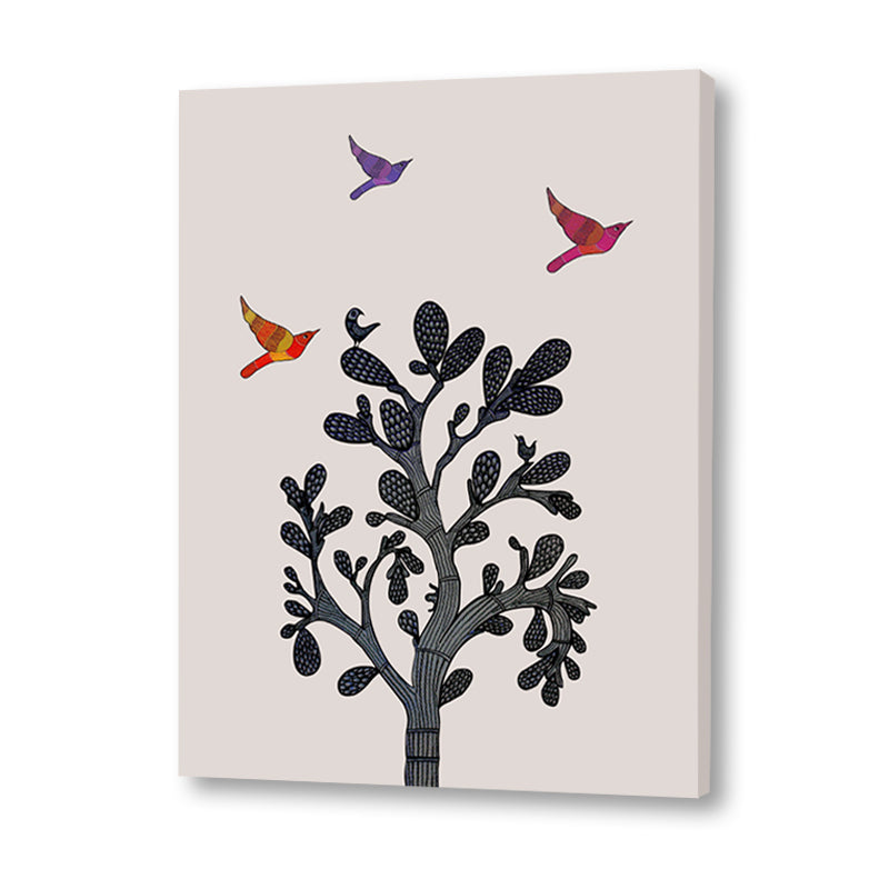 Contemporary Gond Art 2 Traditional Artwork Canvas Print for Wall