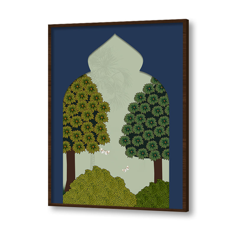 Pichwai Garden 1 Traditional Artwork Canvas Print for Wall