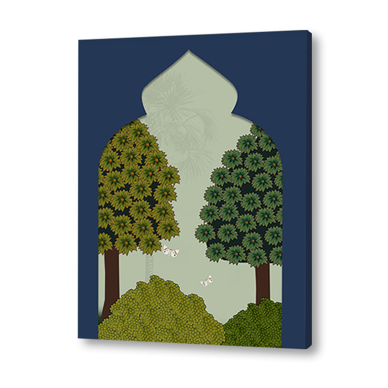 Pichwai Garden 1 Traditional Artwork Canvas Print for Wall