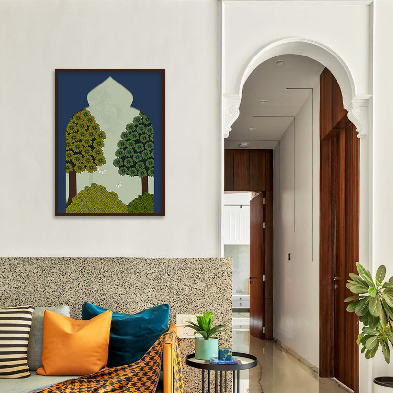Pichwai Garden 1 Traditional Artwork Canvas Print for Wall