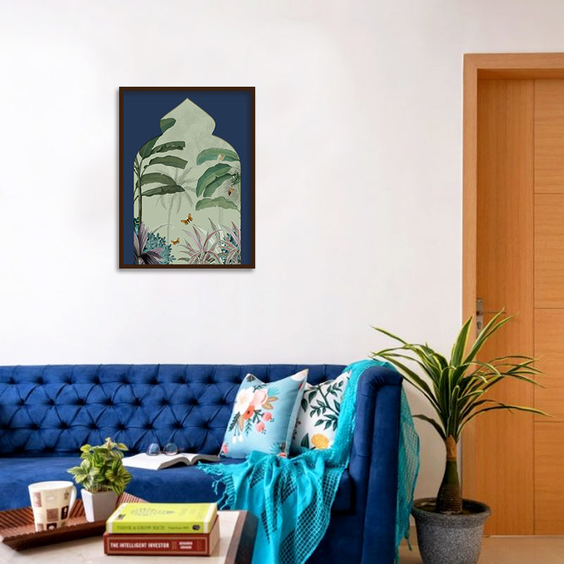 Pichwai Garden 2 Traditional Artwork Canvas Print for Wall shown in a room
