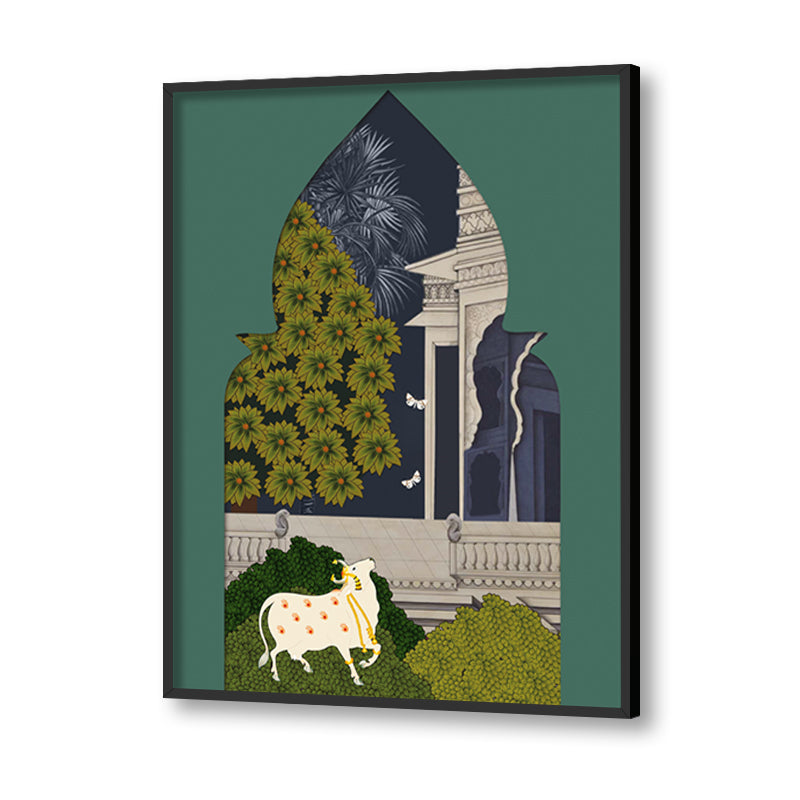 Pichwai Garden 4 Traditional Artwork Canvas Print for Wall