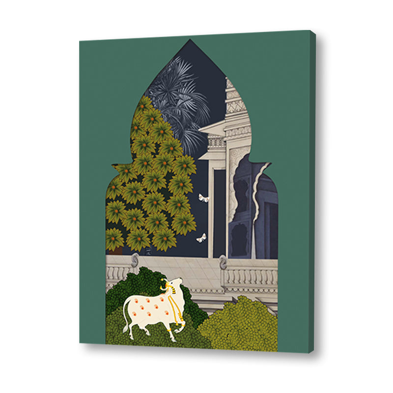 Pichwai Garden 4 Traditional Artwork Canvas Print for Wall